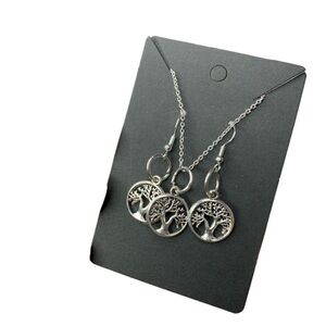 Silver tree jewelry set